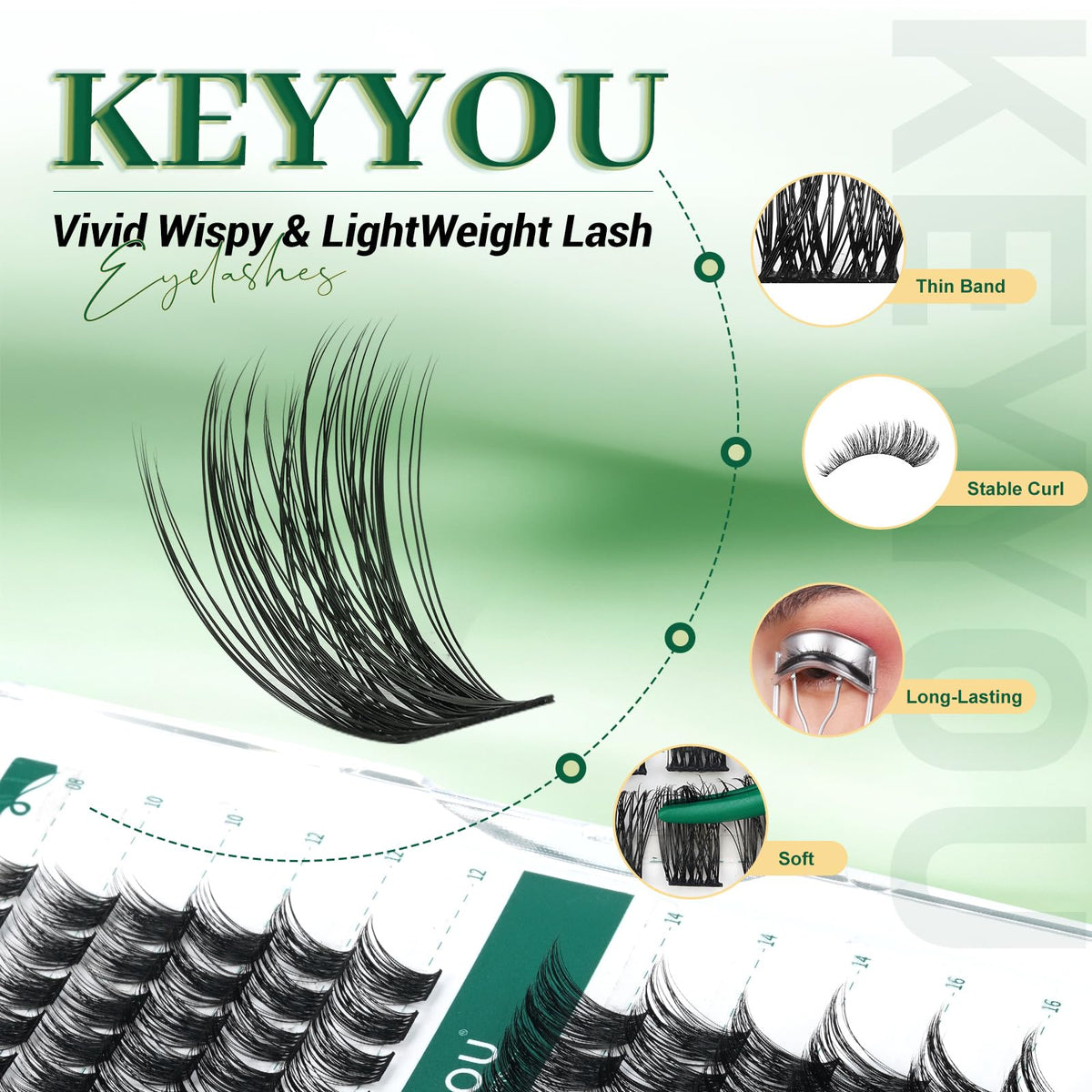 Close-up of KEYYOU Lash Clusters individual lashes