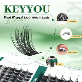 Close-up of KEYYOU Lash Clusters individual lashes