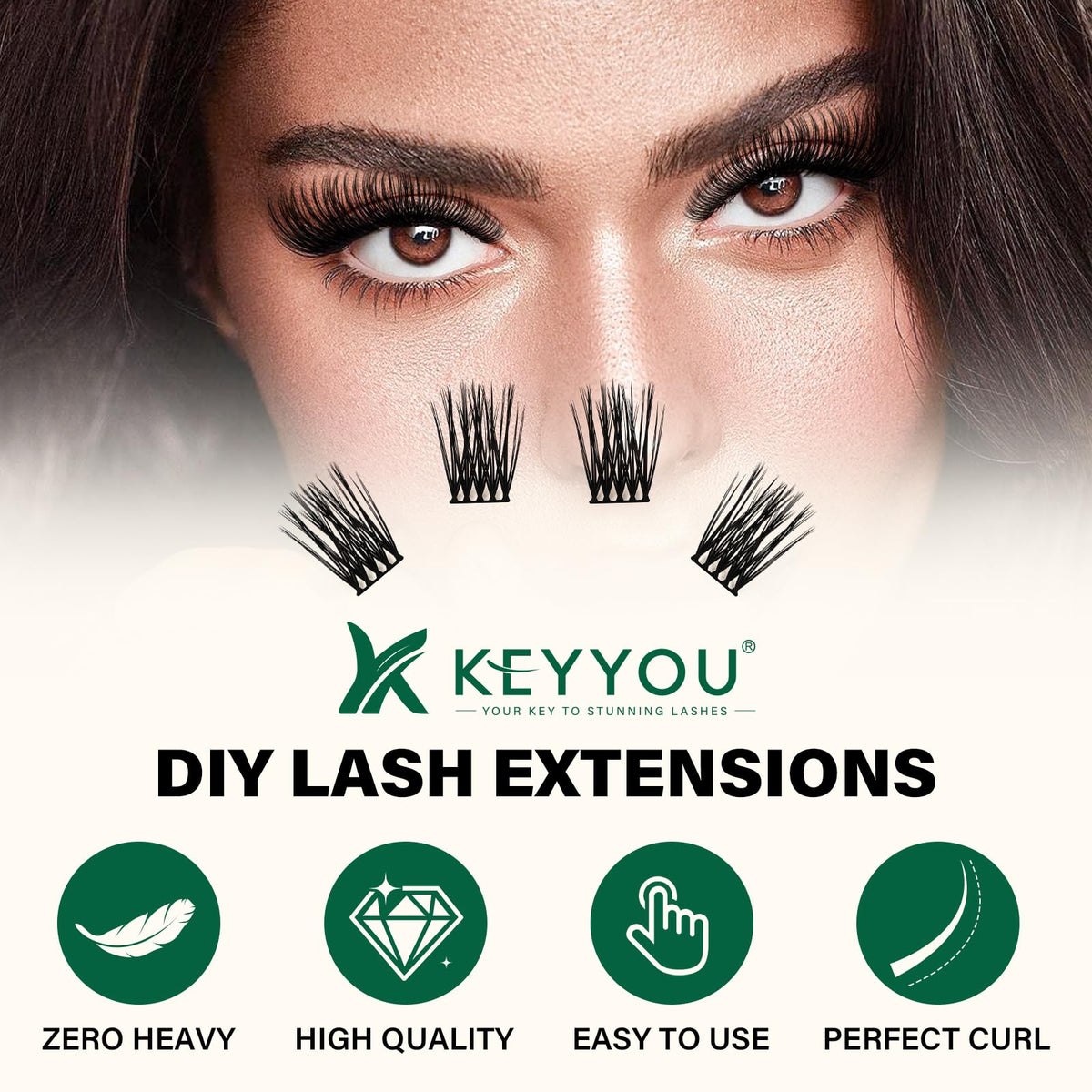 Close-up of KEYYOU Lash Clusters showing soft texture