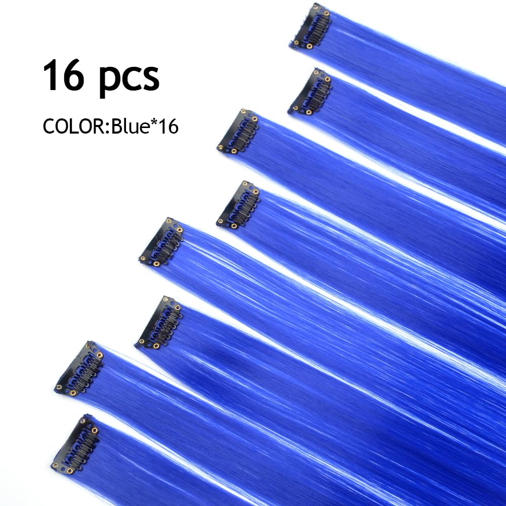 Close-up of KGBFASS blue clip-in hair extension