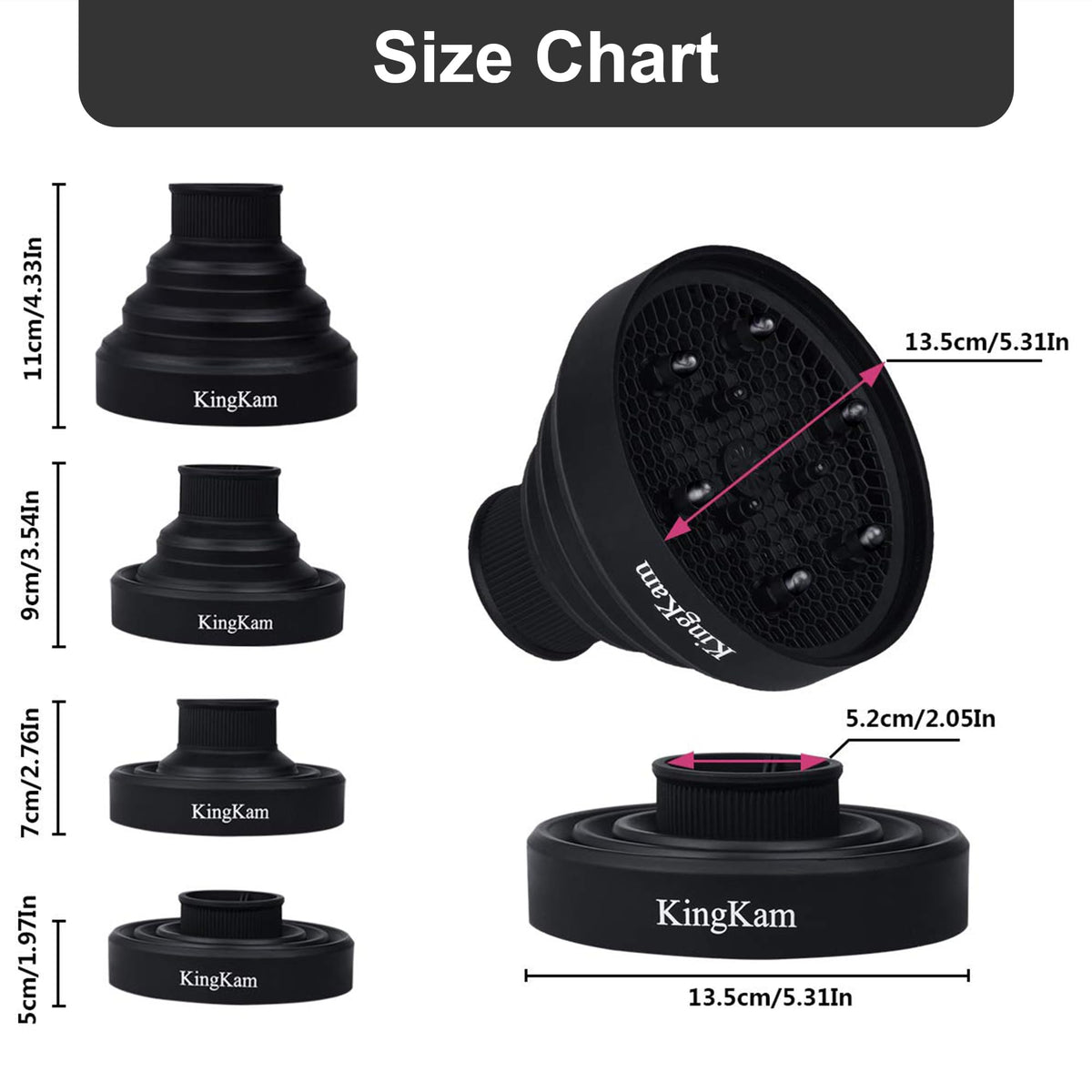 Close-up of KingKam Hair Diffuser nozzle