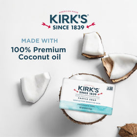 Close-up of Kirk's Castile Bar Soap with coconut oil