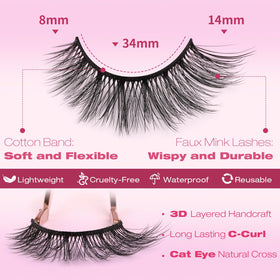 Close-up of Kiromiro 14mm false eyelashes with natural look