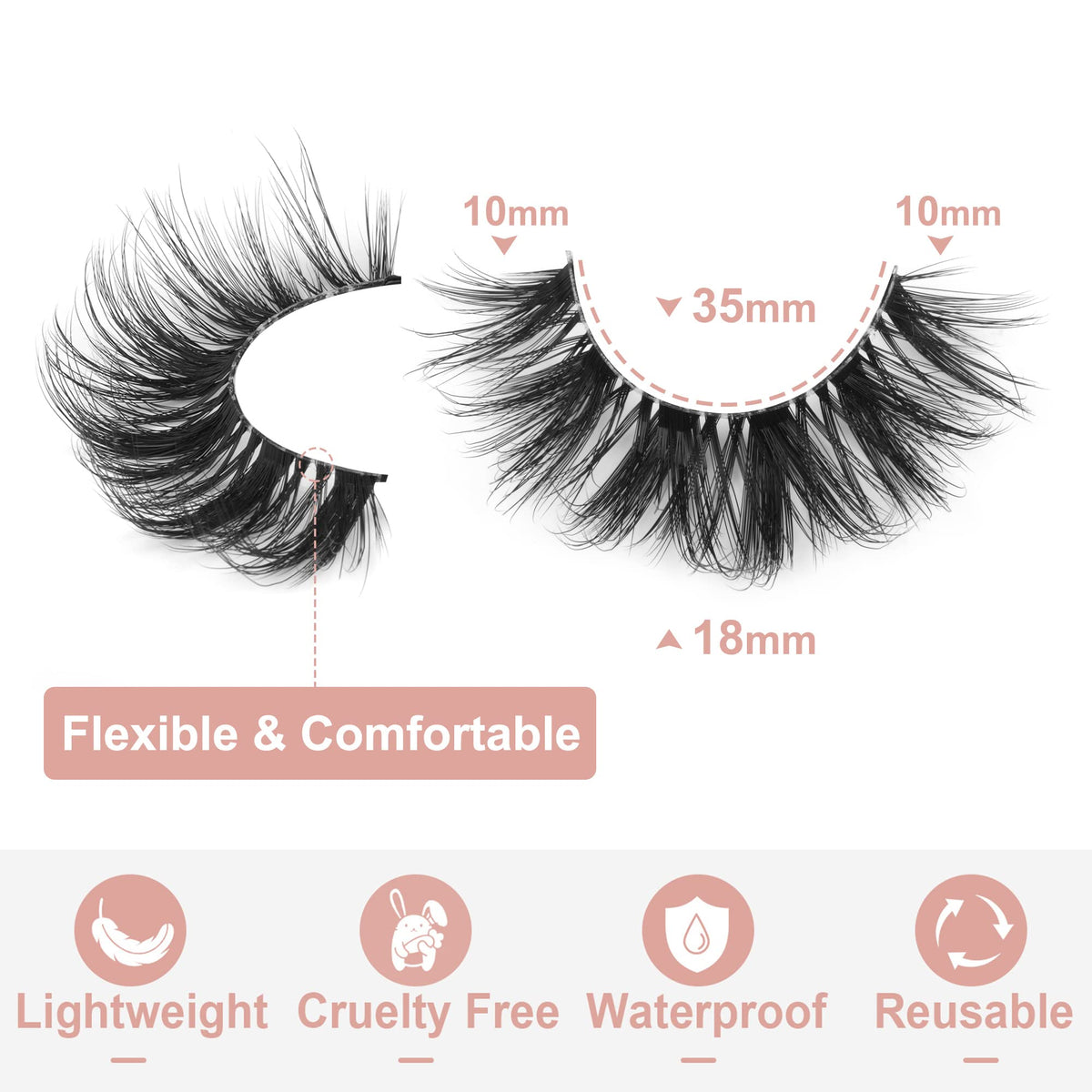 Close-up of Kiromiro 18mm false eyelashes with cat eye design