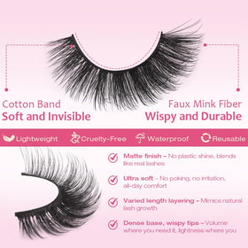 Close-up of Kiromiro D-Curl Faux Mink Lashes showing wispy ends