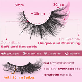 Close-up of Kiromiro Fox Eye Lashes showing wispy texture