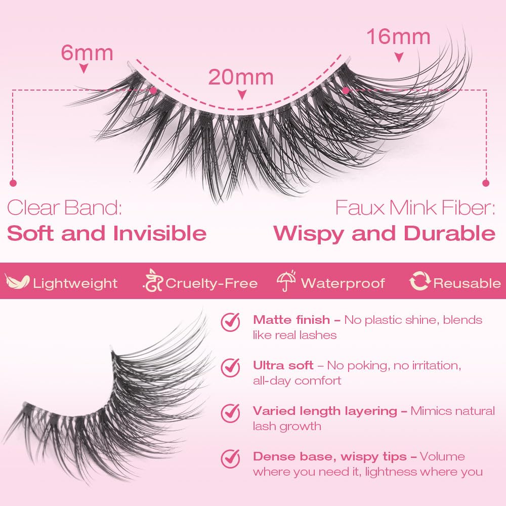 Close-up of Kiromiro Half Lashes clear band detail