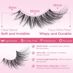 Close-up of Kiromiro Half Lashes clear band detail