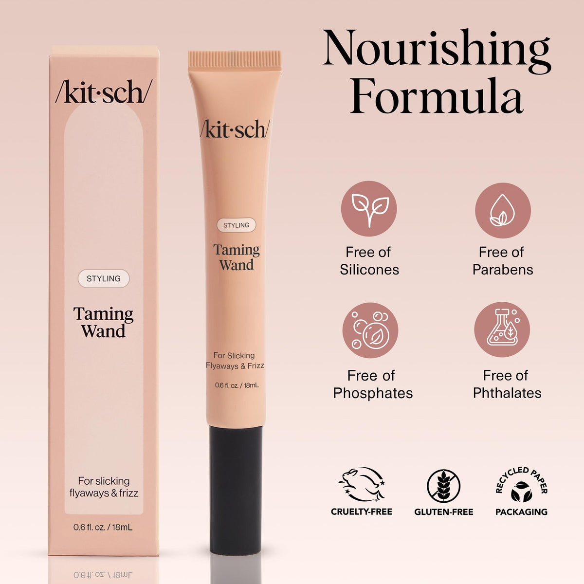 Close-up of Kitsch Hair Taming Wand cap and applicator
