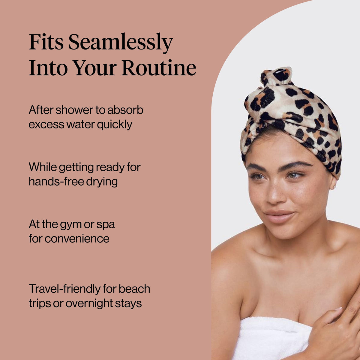 Close-up of Kitsch Microfiber Hair Towel Wrap Leopard fabric