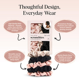 Close-up of Kitsch satin scrunchies demonstrating texture