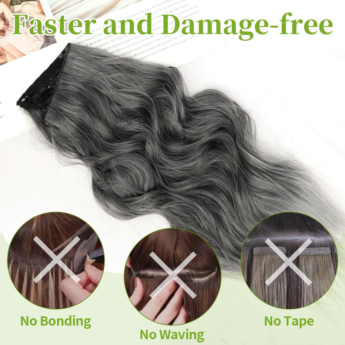 Close-up of KooKaStyle hair extensions showing texture