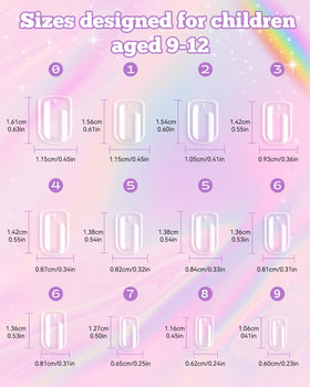 Close-up of krofaue Kids Nail Tips showing different sizes