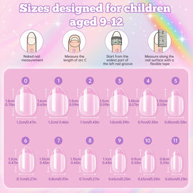 Close-up of krofaue Kids Nail Tips showing sizes