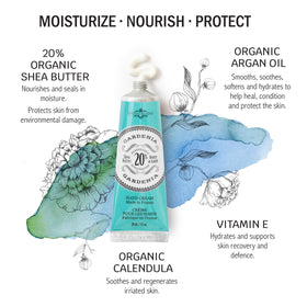 Close-up of La Chatelaine hand cream with organic shea butter