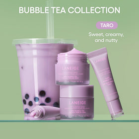 Close-up of LANEIGE Lip Glowy Balm Taro Bubble Tea texture