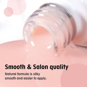 Close-up of Larvall Jelly Gel Nail Polish bottle in milky nude