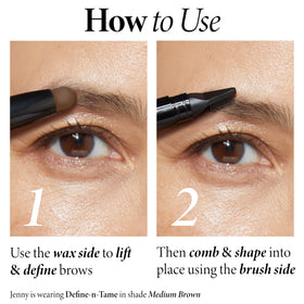 Close-up of LAURA GELLER Define-n-Tame Brow Stick wax side