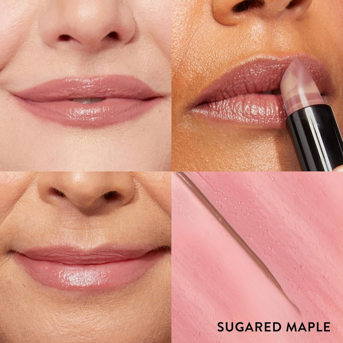 Close-up of LAURA GELLER Sugared Maple lipstick showing marbleized colour
