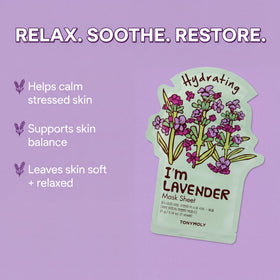 Close-up of Lavender sheet mask from TONYMOLY
