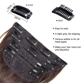 Close-up of LEEONS clip-in hair extensions showing texture