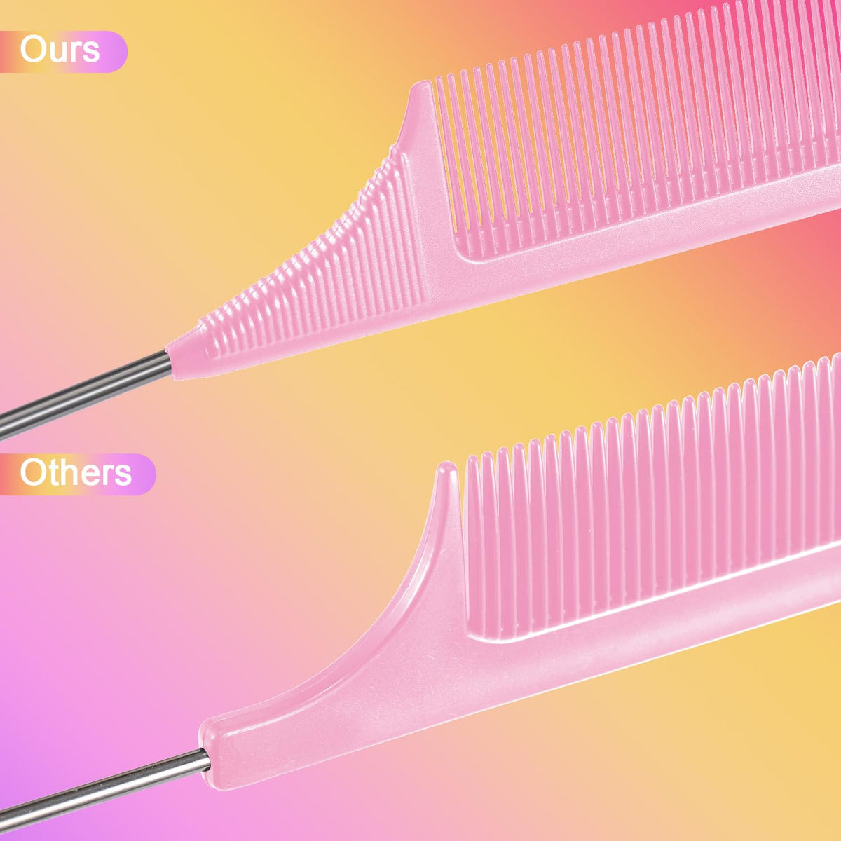 Close-up of Leinuosen teasing comb with alternating length teeth