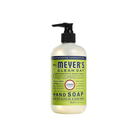 Close-up of Lemon Verbena hand soap bottle from Mrs. MEYER'S