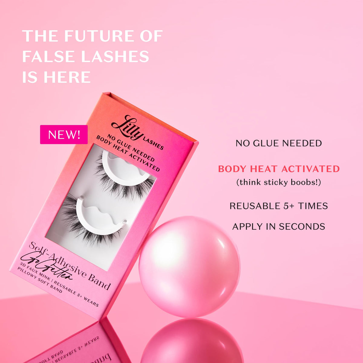 Close-up of Lilly Lashes 3D Self Adhesive Eyelashes showing the band