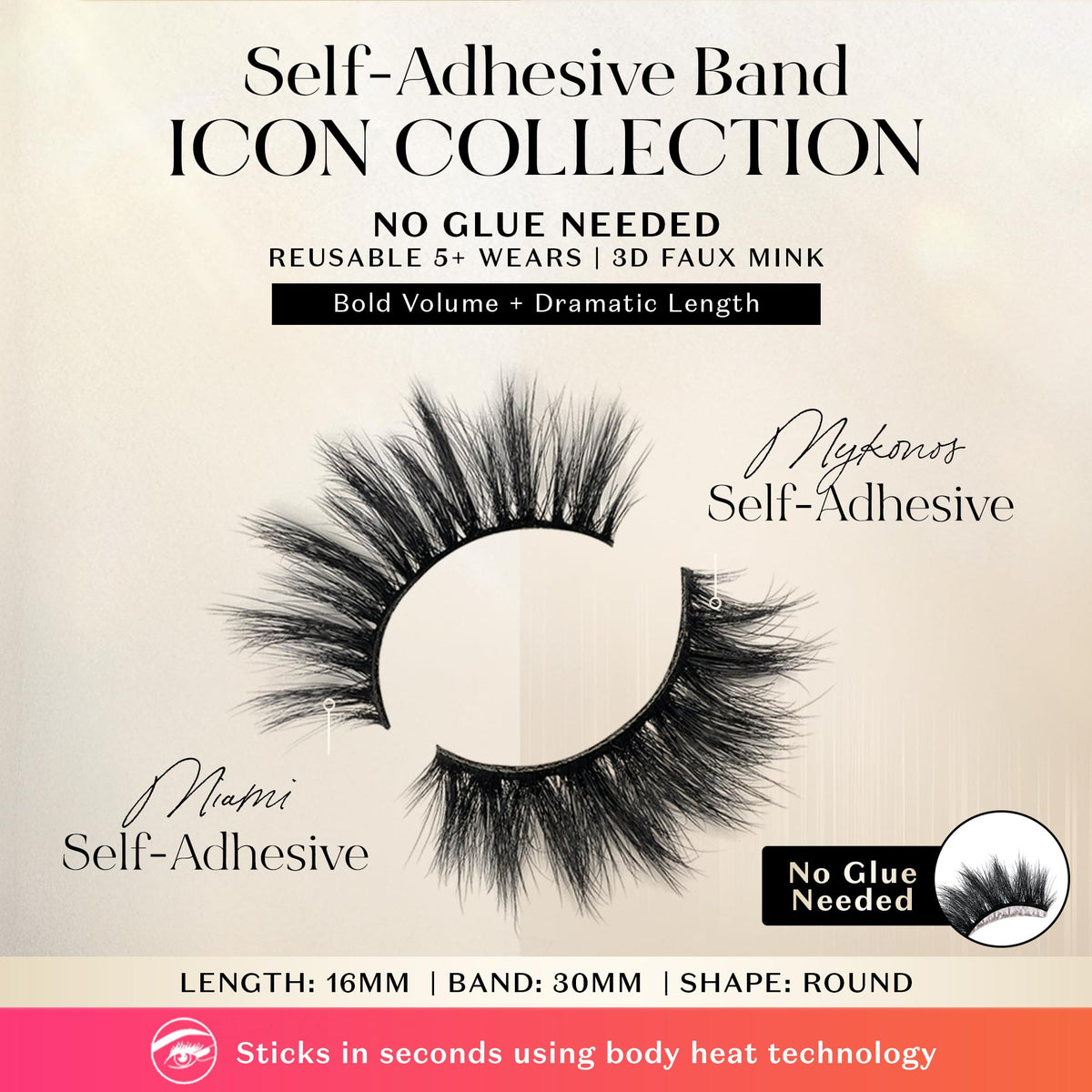 Close-up of Lilly Lashes Self Adhesive Band 3D Faux Mink Eyelashes
