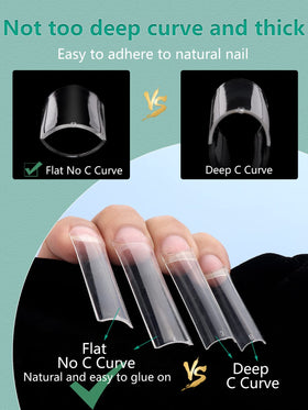 Close-up of LIONVISON 3XL Square Nail Tips showing clarity