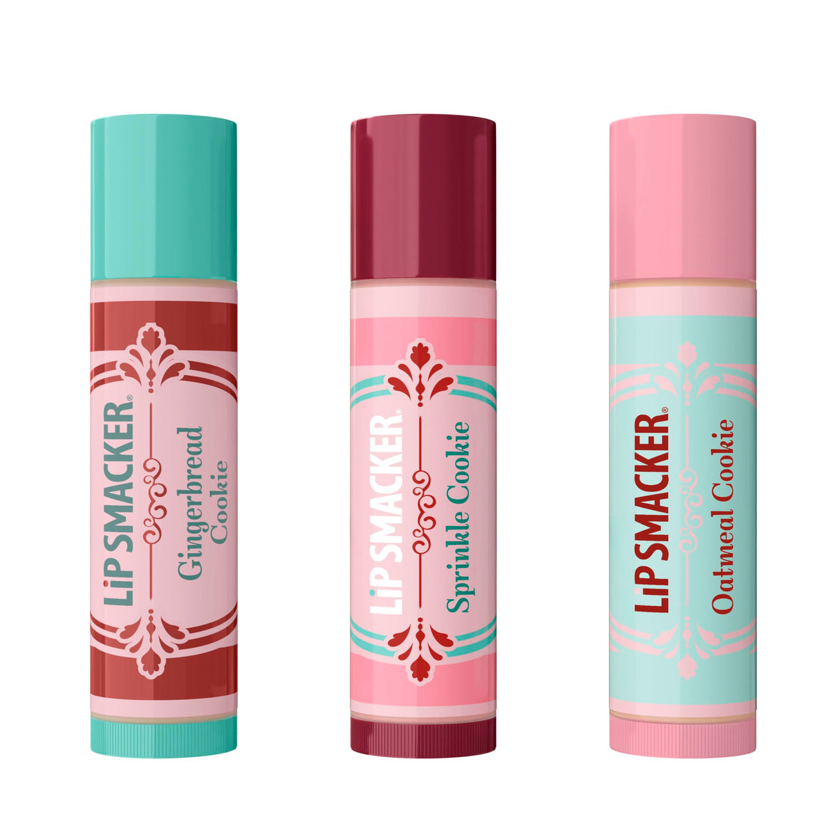 Close-up of Lip Smacker lip balms with festive packaging