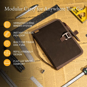 Close-up of LOCHBY Field Binder A5's waxed canvas material
