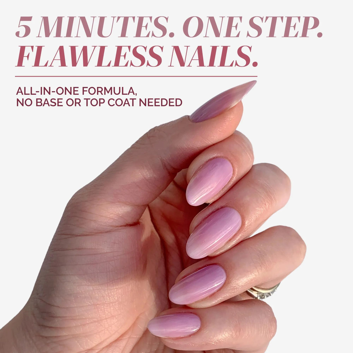Close-up of LONDONTOWN Perfecting Nail Veil #9 Sheer Lilac Tint applicator