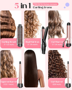 Close-up of Lopeie 5 in 1 Curling Iron with ceramic barrels