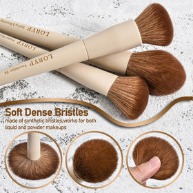 Close-up of LORYP brush with birch wooden handle