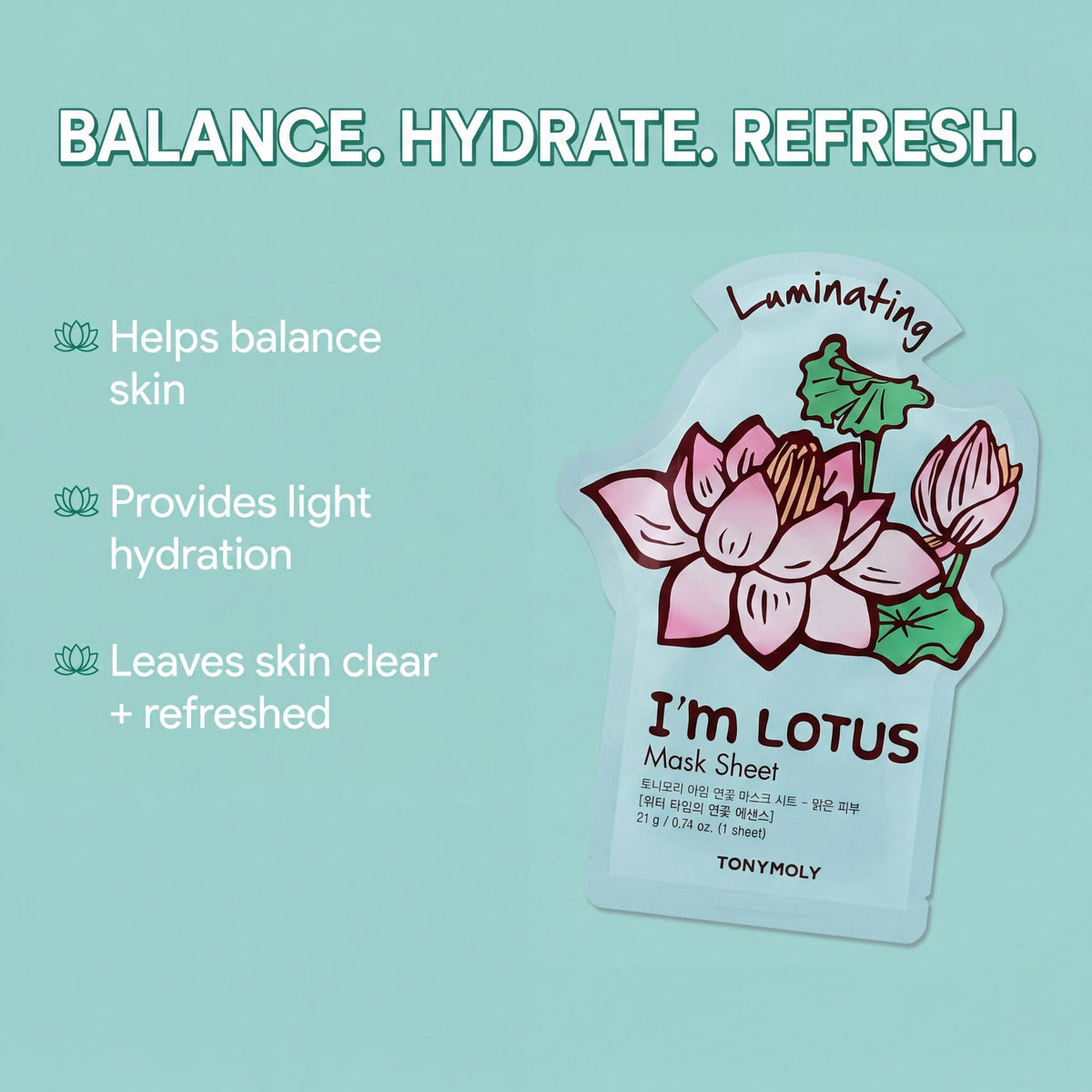 Close-up of Lotus sheet mask from TONYMOLY
