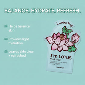 Close-up of Lotus sheet mask from TONYMOLY