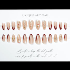 Close-up of LPOODDNU almond-shaped press on nails