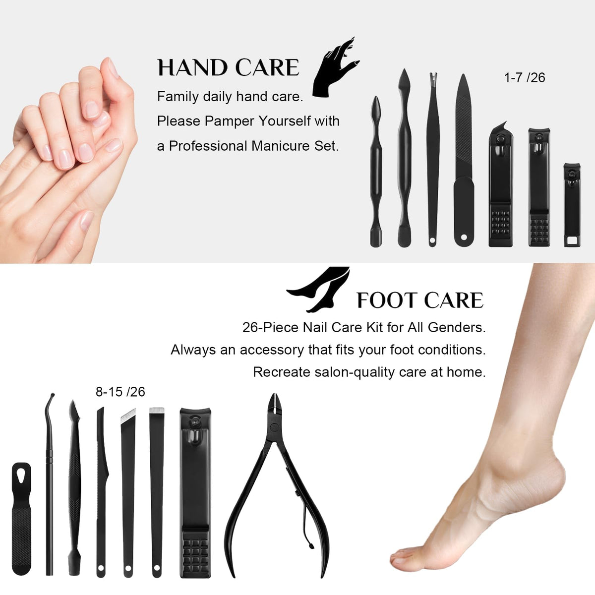 Close-up of LUCK AROUND 26Pcs manicure tools