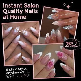 Close-up of Luckyfairy Almond Nail Tips showing sizes