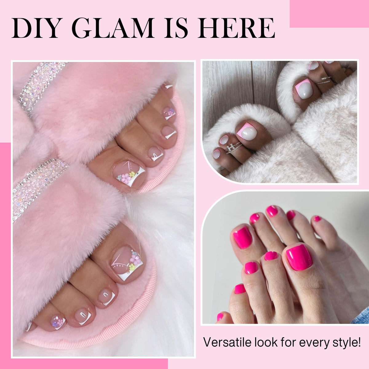 Close-up of Luckyfairy double matte toenail tips