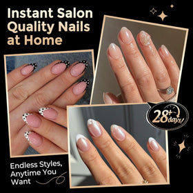 Close-up of Luckyfairy Extra Short Almond Nail Tips in various sizes