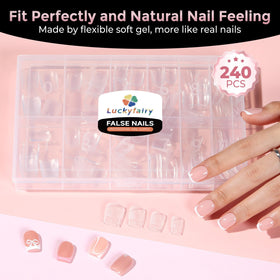 Close-up of Luckyfairy Extra Short Square Fake Nails