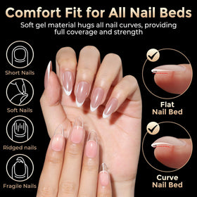Close-up of Luckyfairy Medium Almond Nail Tips showing size markings