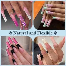 Close-up of Luckyfairy nail tips showing different sizes