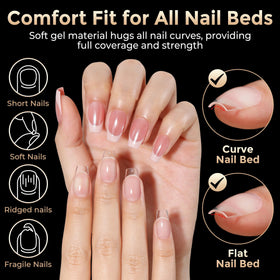 Close-up of Luckyfairy Short Coffin Nails Tips in various sizes