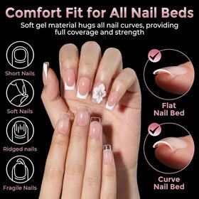 Close-up of Luckyfairy Short Square Nail Tips showing sizes