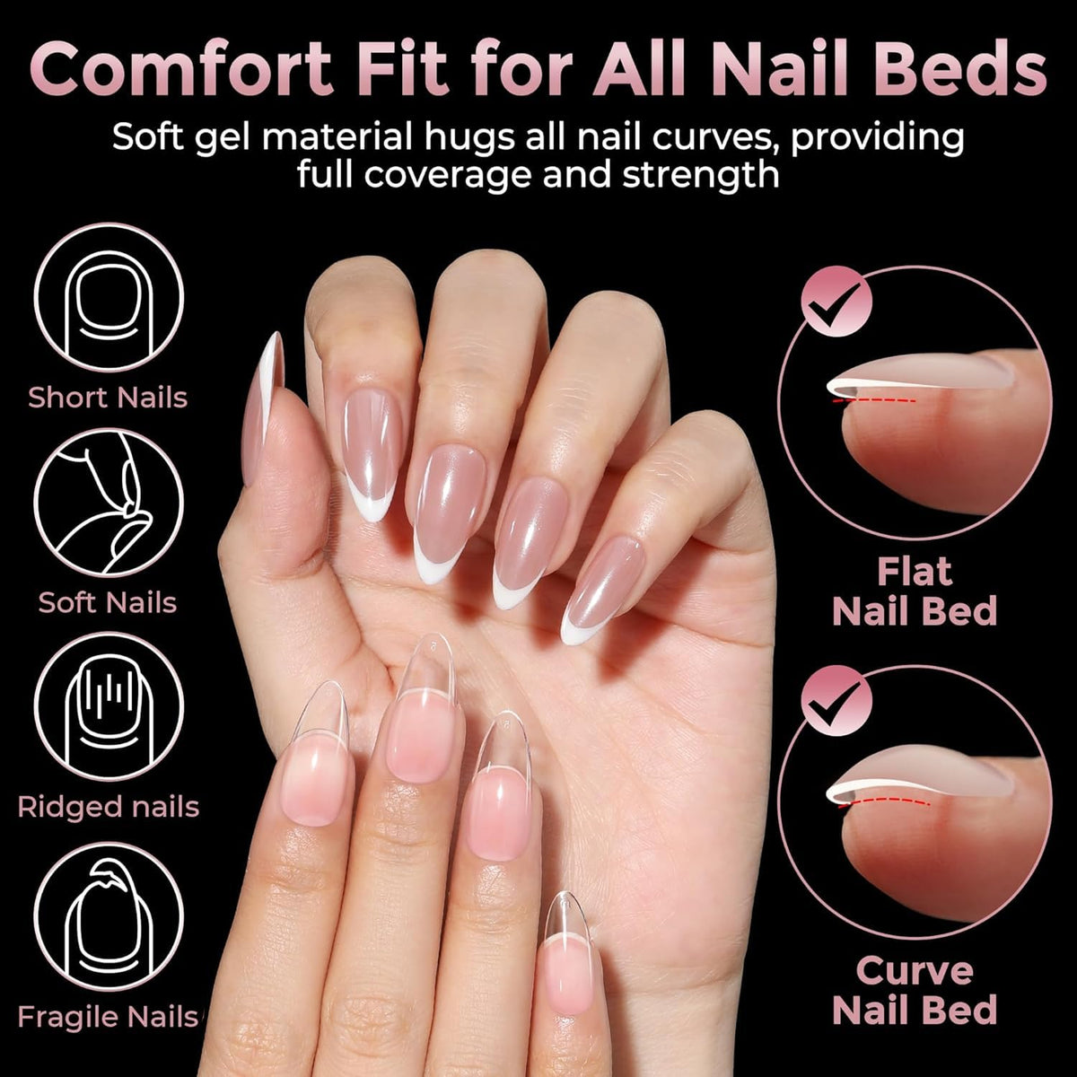 Close-up of Luckyfairy soft gel nail tips