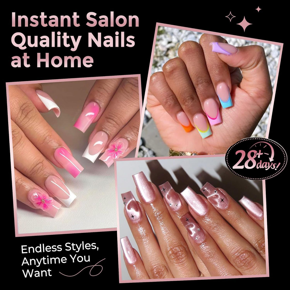 Close-up of Luckyfairy Soft Gel Nail Tips in various sizes