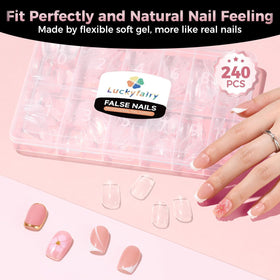 Close-up of Luckyfairy Square Nail Tips demonstrating the Pro-Grip texture